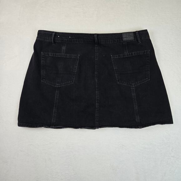 American Eagle High Rise A-Line Mini Skirt Black Denim Womens 20 0630 - Picture 2 of 7